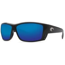 Costa Del Mar Cat Cay 580G Polarized Sunglasses -JH Tackle Store Costa Del Mar Cat Cay 580G Polarized Sunglasses Shiny Black Frame and Blue Mirror Lens 1