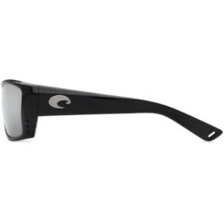 Costa Del Mar Cat Cay 580G Polarized Sunglasses -JH Tackle Store Costa Del Mar Cat Cay 580G Polarized Sunglasses Shiny Black Frame and Silver Mirror Lens Side 1